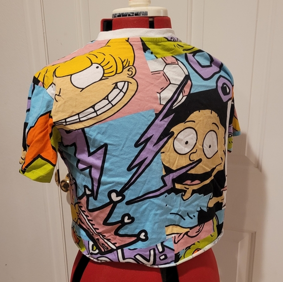 Nickelodeon Rugrats Crop Top Medium All Over Print Tee - Picture 2 of 3